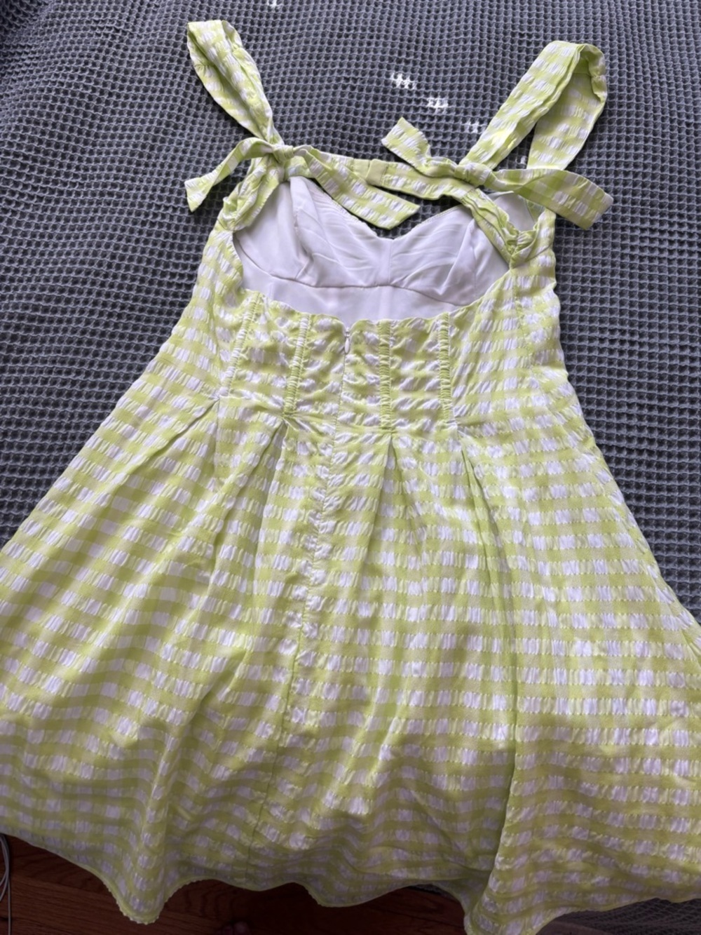 For Love And Lemons Lime and White Gingham Dress NWT - Picture 3 of 5